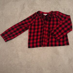 Madewell Tie Beck Popover Shirt in Buffalo Check, Sasha Buffalo Cranberry, L
